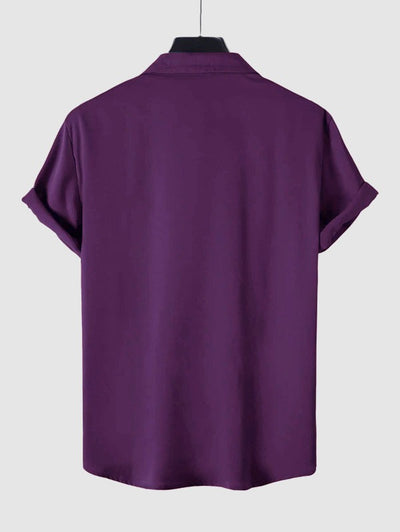 Chemise décontractée en satin de couleur unie pour hommes