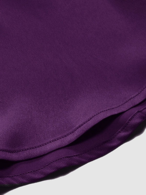 Chemise décontractée en satin de couleur unie pour hommes