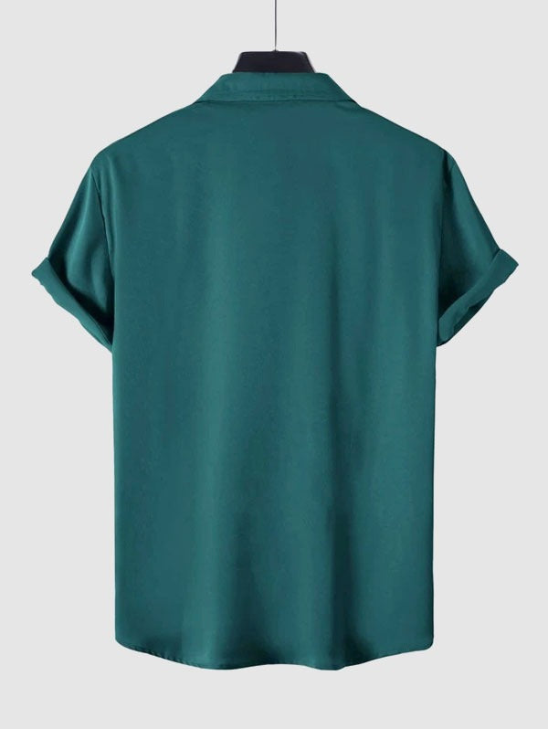 Chemise décontractée en satin de couleur unie pour hommes