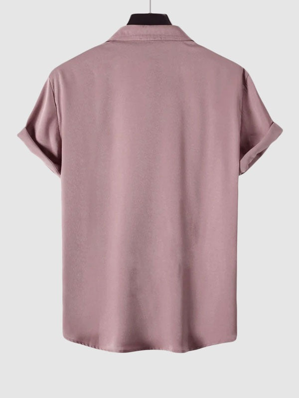 Chemise décontractée en satin de couleur unie pour hommes