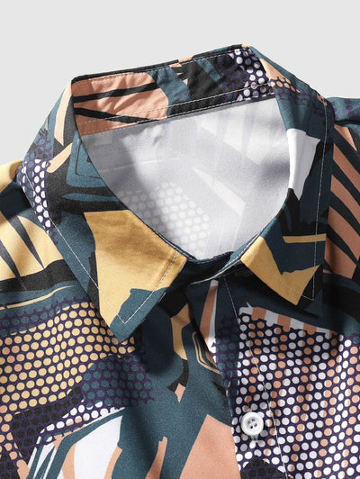 Mens Irregular Pattern Print Short Sleeve Shirt