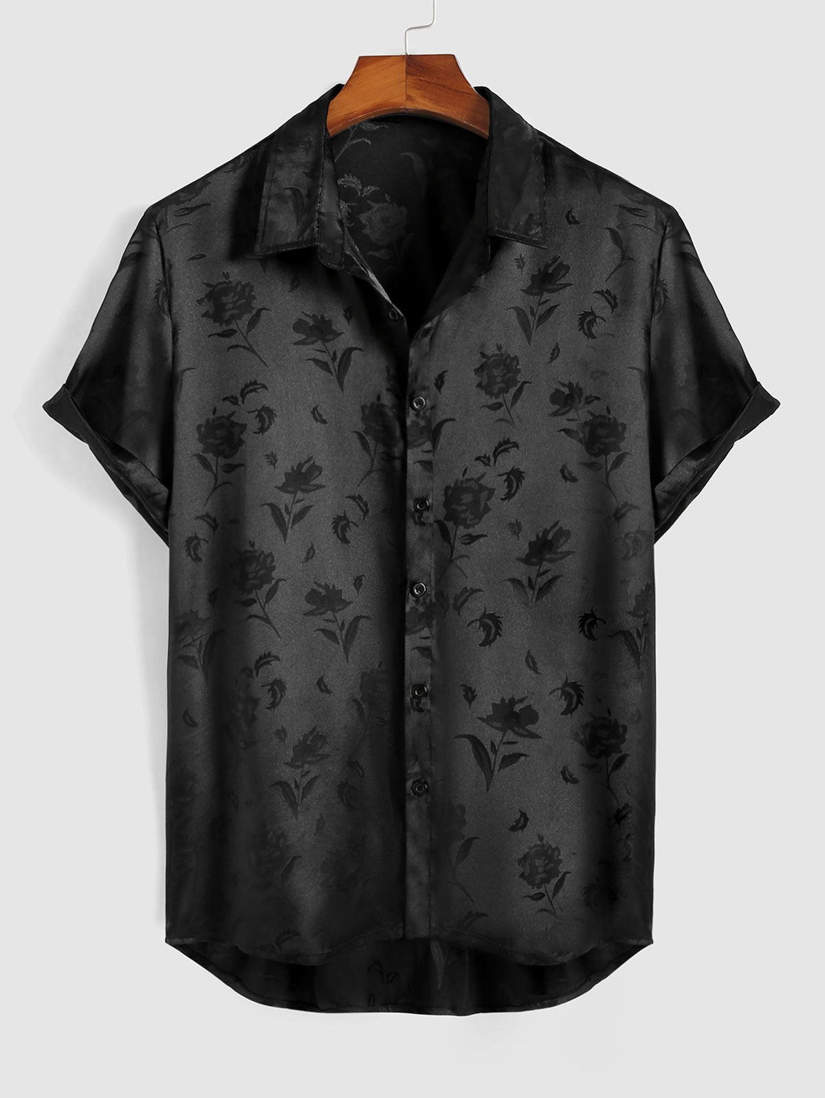 Chemise à manches courtes en jacquard soyeux pour homme