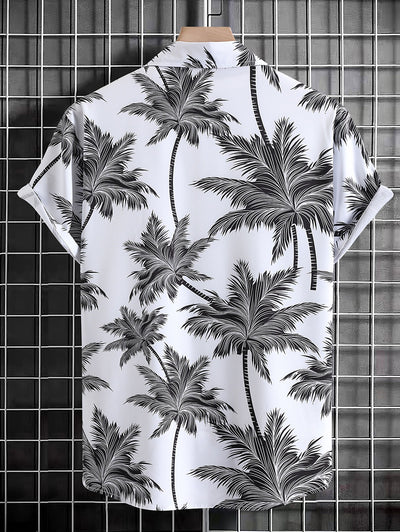 Chemise hawaïenne à manches courtes et imprimé cocotier pour homme