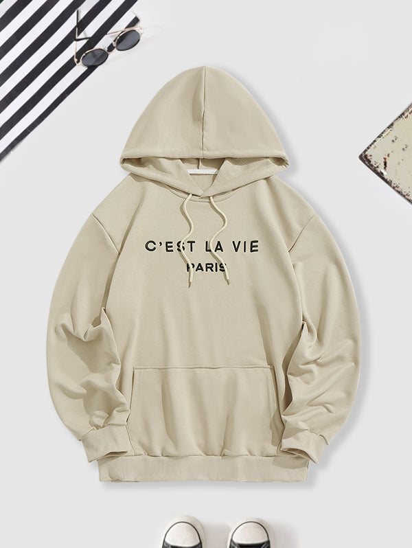 Letter C'EST LA VIE PARIS Embroidery Essentials Hoodie