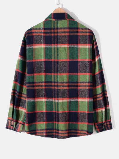 Double Pockets Design Plaid Pattern Flannel Shacket Kosyway