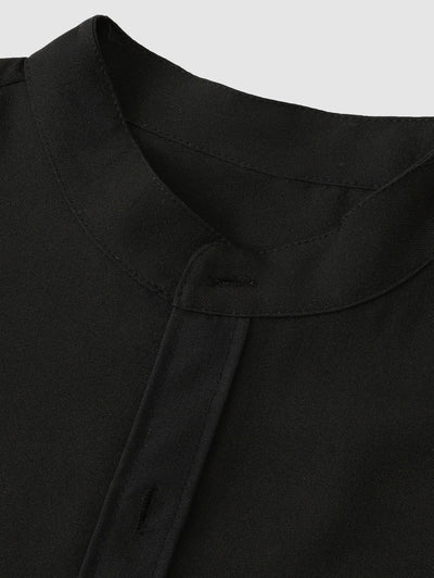 Chemise basique à manches longues et col montant pour homme