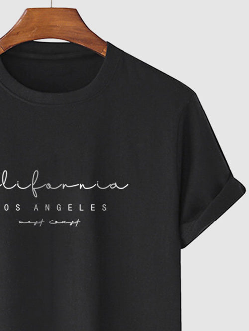 Letter California LOS ANGELES Graphic Printed Short Sleeve T-shirt Kosyway