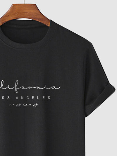 Letter California LOS ANGELES Graphic Printed Short Sleeve T-shirt