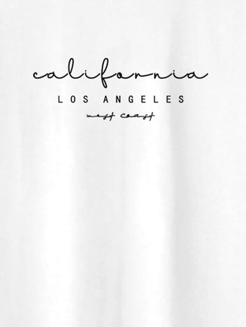 Letter California LOS ANGELES Graphic Printed Short Sleeve T-shirt