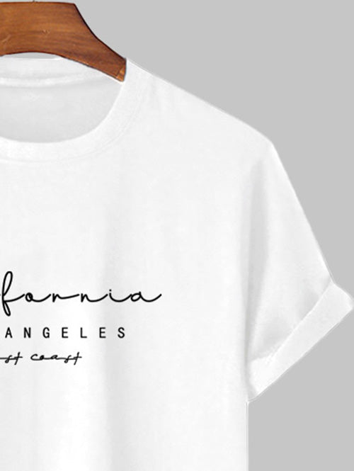 Letter California LOS ANGELES Graphic Printed Short Sleeve T-shirt Kosyway