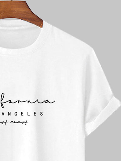 Letter California LOS ANGELES Graphic Printed Short Sleeve T-shirt