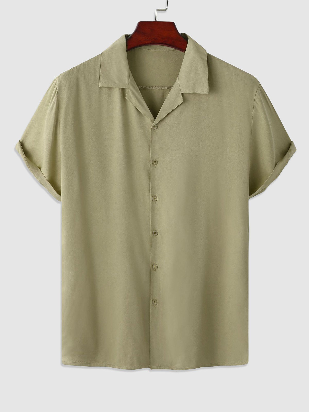 Mens Cotton Linen Solid Color Casual Shirt