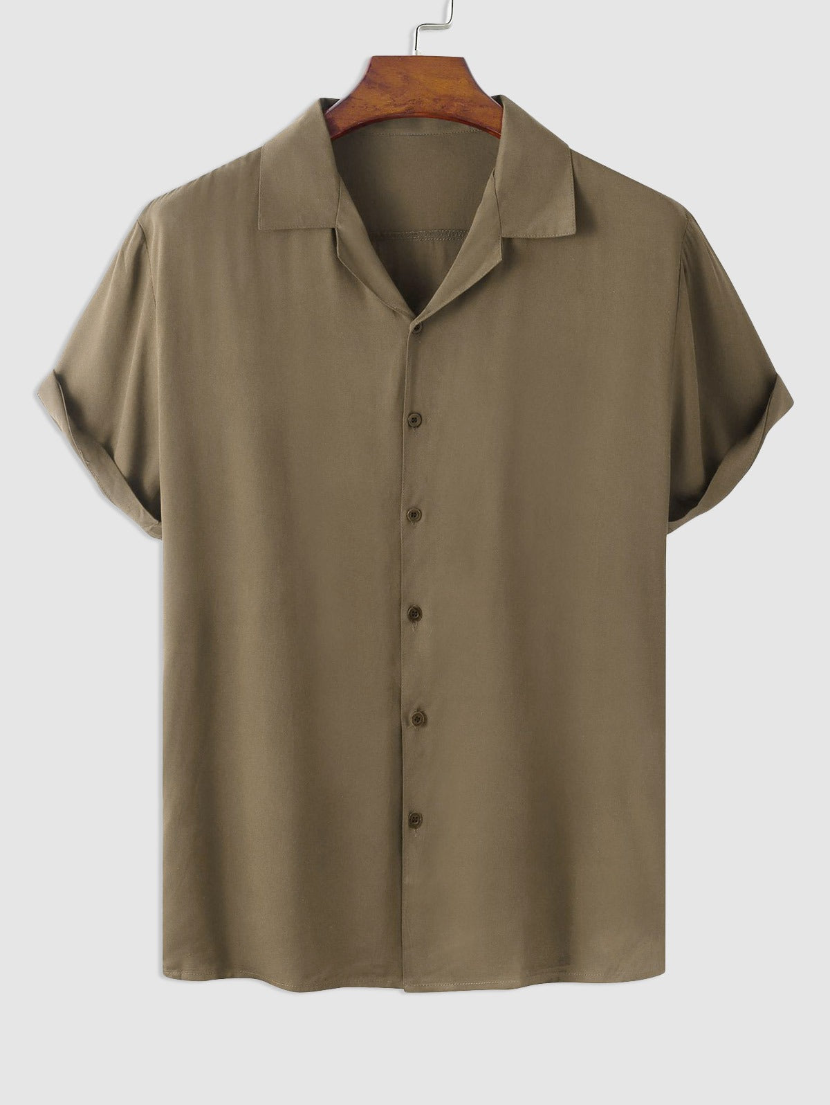 Mens Cotton Linen Solid Color Casual Shirt