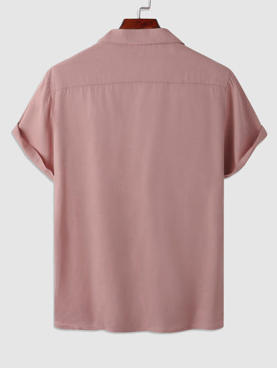 Chemise décontractée de couleur unie en coton et lin pour hommes