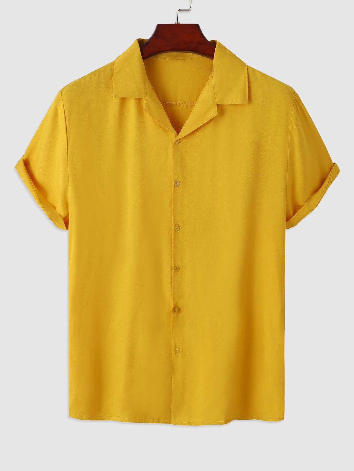 Chemise décontractée de couleur unie en coton et lin pour hommes