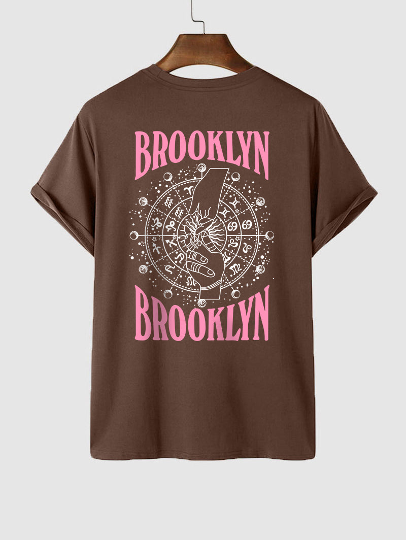 BROOKLYN Gesture Horoscope Graphic Printed Short Sleeve T-shirt Kosyway