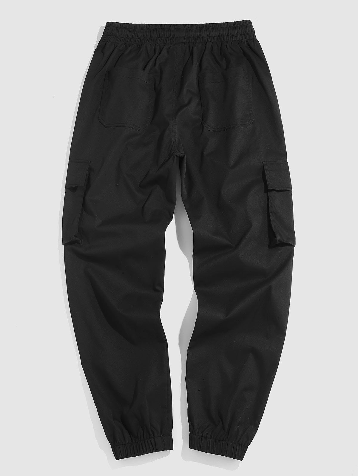 Mens Solid Color Drawstring Streetwear Cargo Pants