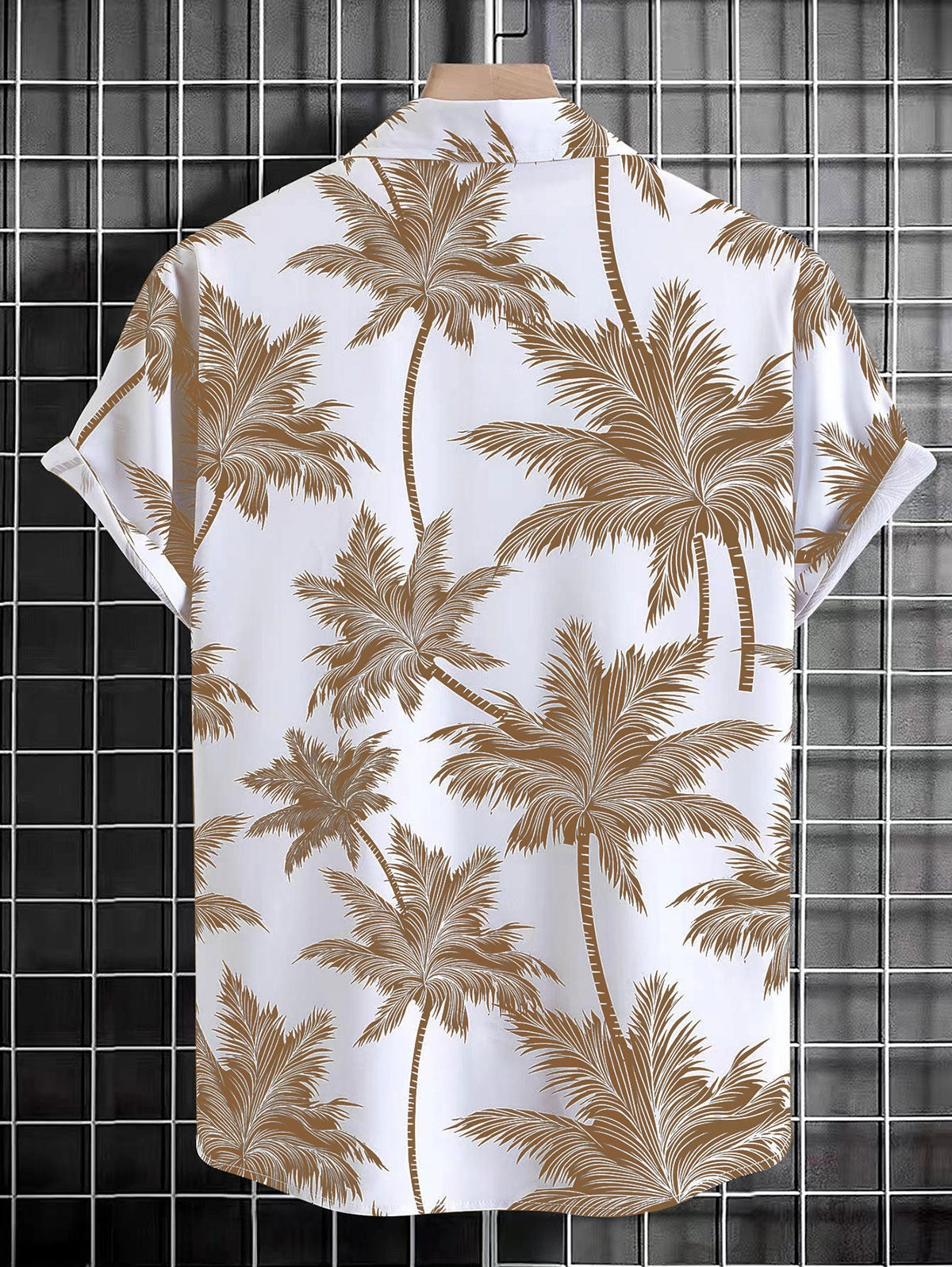 Mens Coconut Tree Print Short Sleeve Hawaiian Shirt