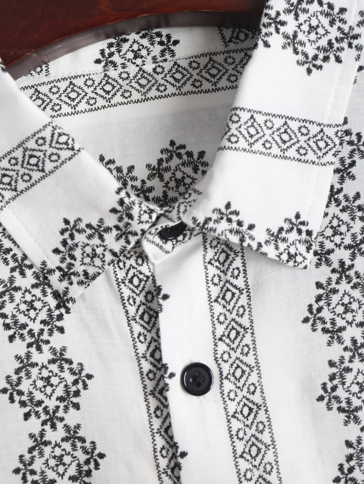 Mens Ethnic Geometric Printed Short Sleeves Casual Shirt