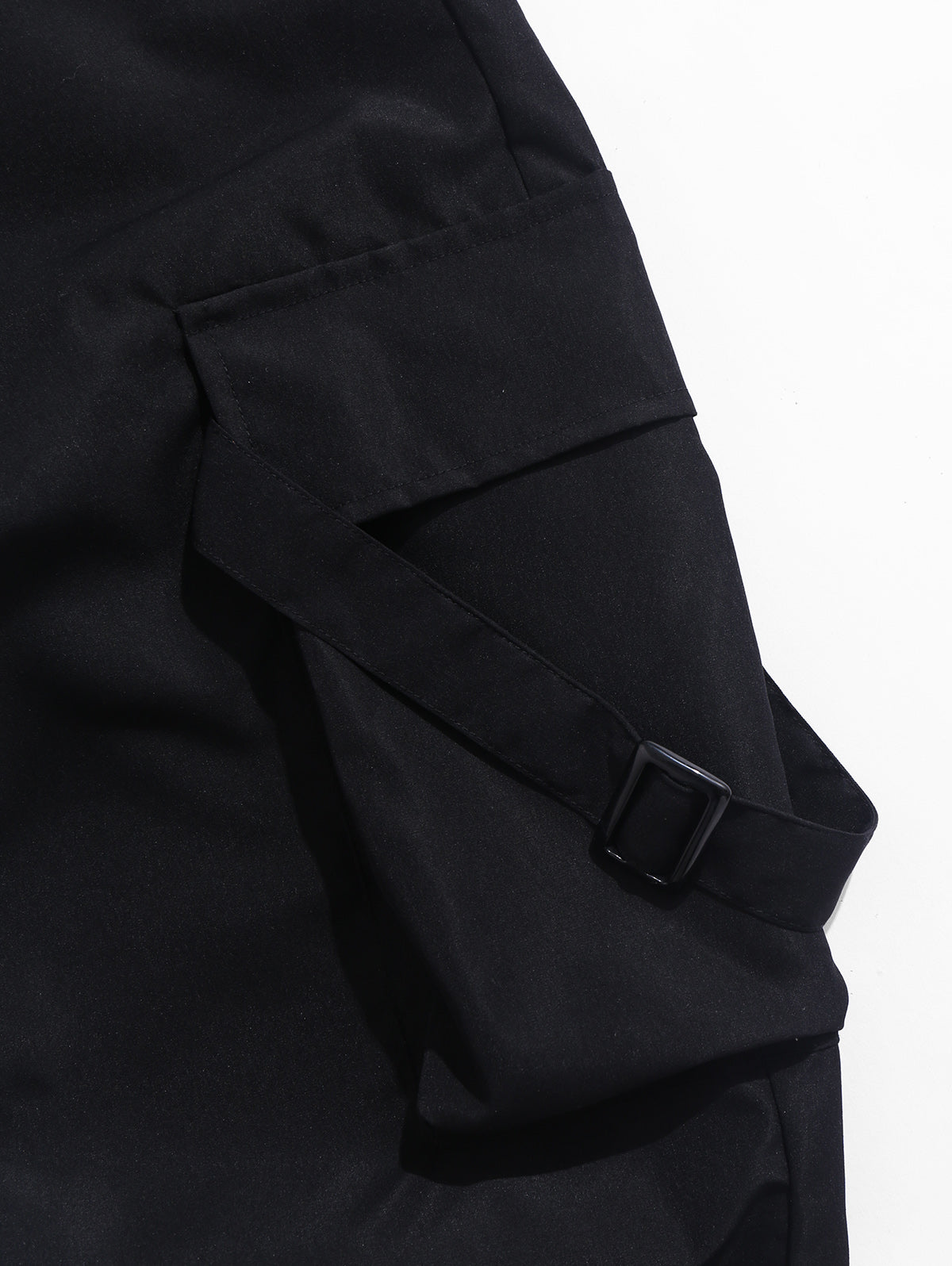 Solid Color Large Pocket Strap Design Streetwear Cargo Pants