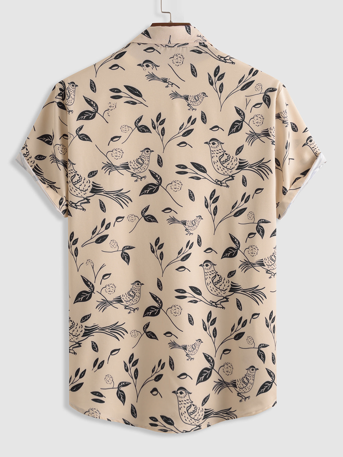 Mens Leaves Bird Pattern Shirt