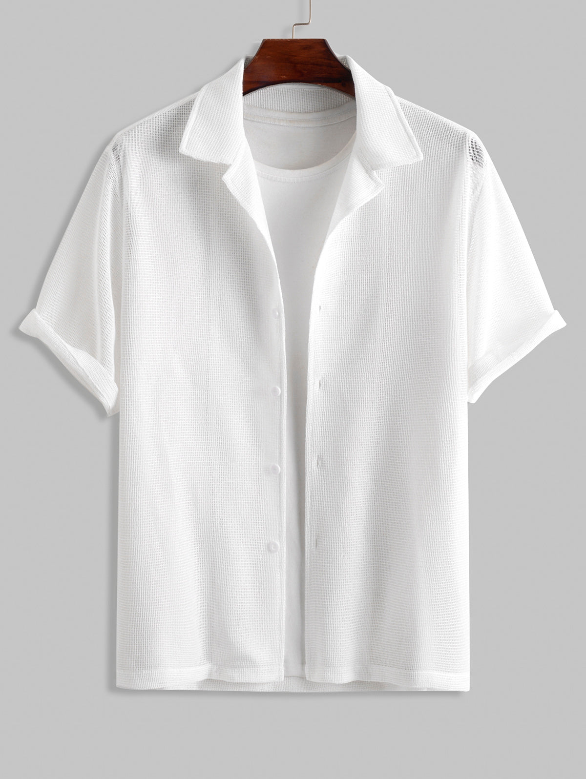 Mens See-through Hollow Out Beach Shirt