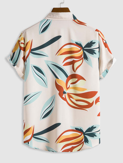 Mens Leaves Print Hawaii Shirt