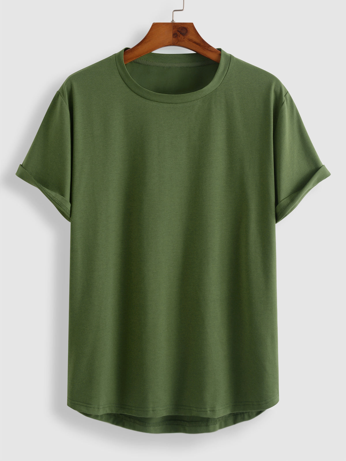 Solid Color Asymmetry Hem Short Sleeves Athletic Basic Tee Kosyway