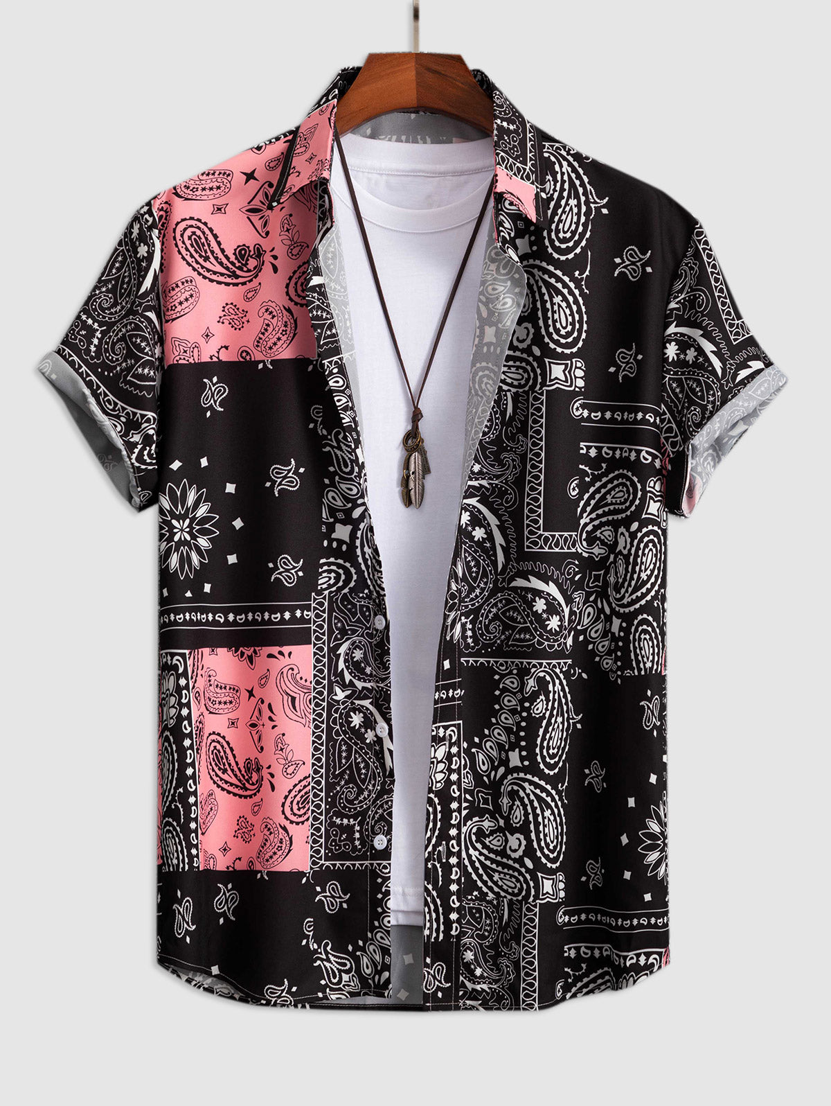 Chemise à motif cachemire de style ethnique pour hommes