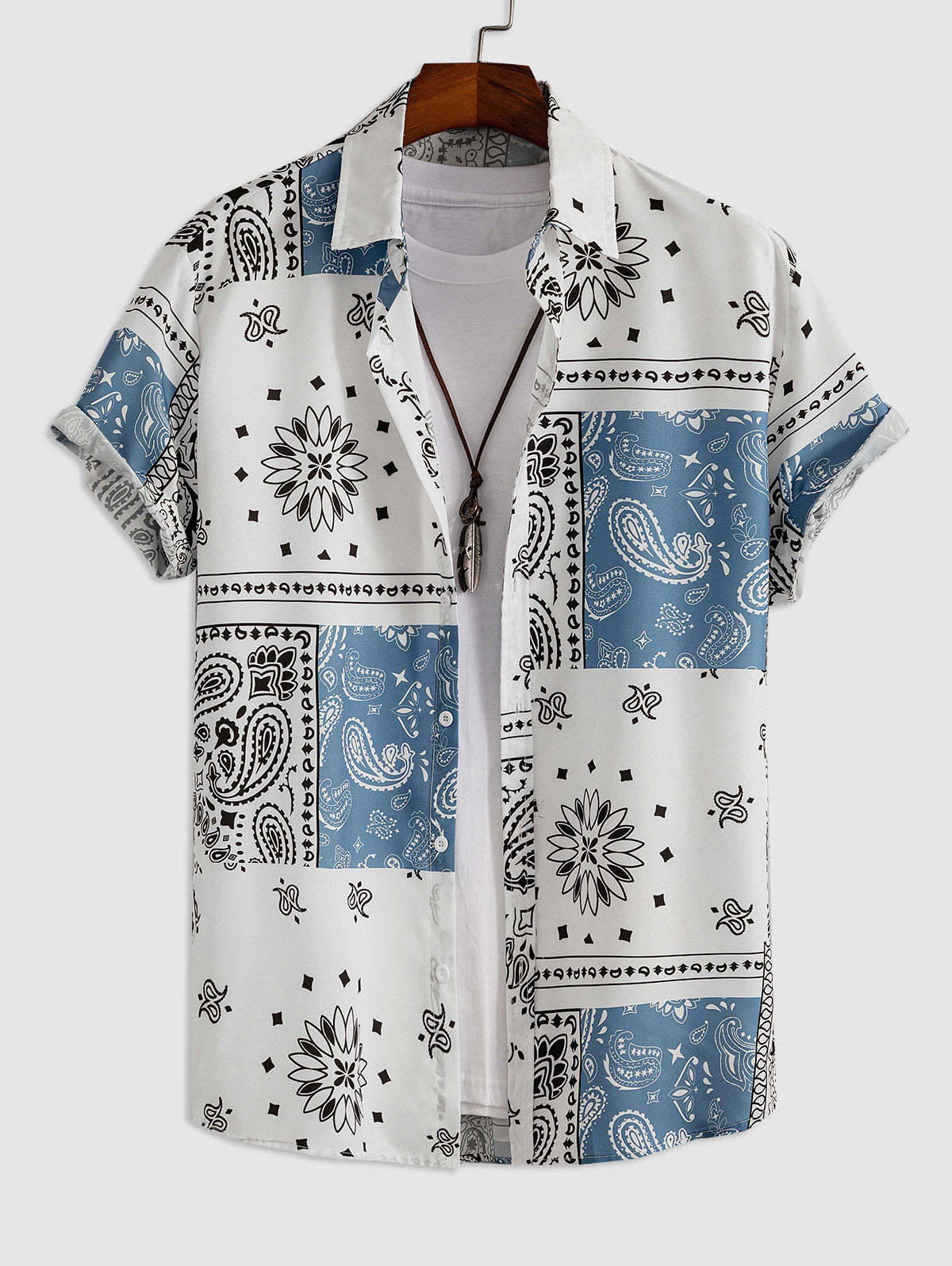 Chemise à motif cachemire de style ethnique pour hommes