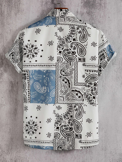 Chemise à motif cachemire de style ethnique pour hommes