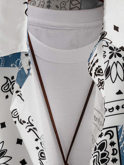 Chemise à motif cachemire de style ethnique pour hommes