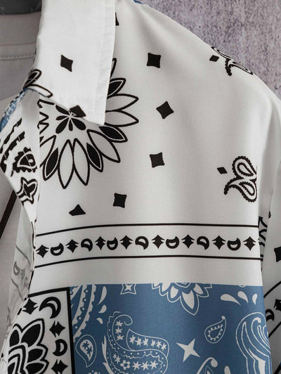 Chemise à motif cachemire de style ethnique pour hommes