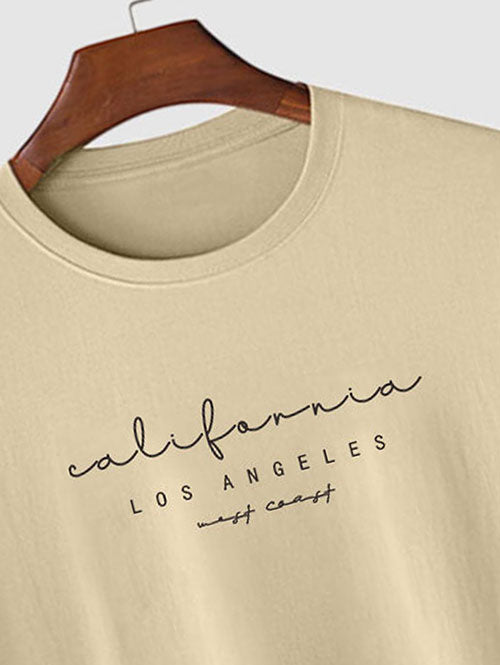 Letter California LOS ANGELES Graphic Printed Short Sleeve T-shirt