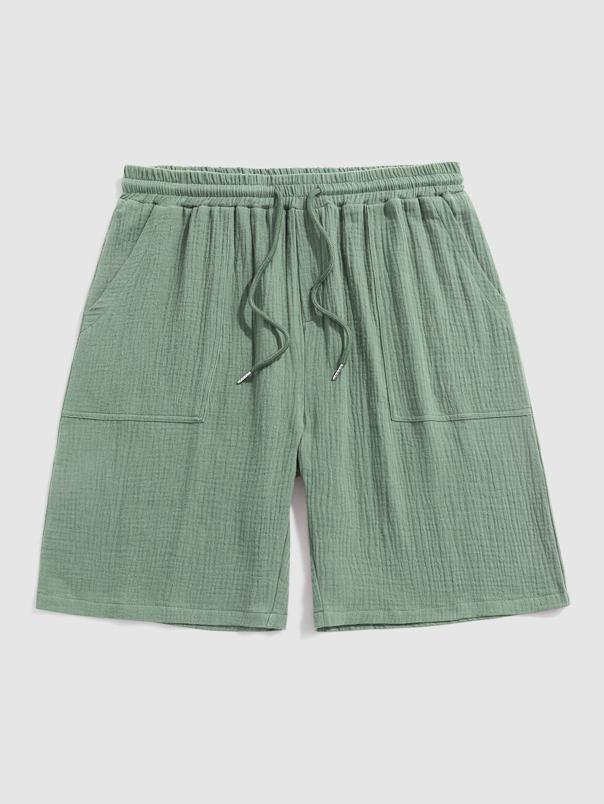 Solid Color Soft Textured Basic Drawstring Shorts