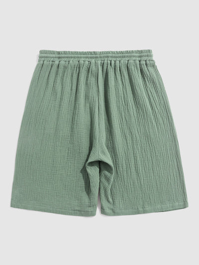 Solid Color Soft Textured Basic Drawstring Shorts Kosyway