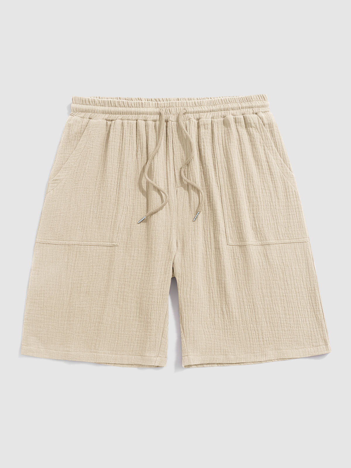 Solid Color Soft Textured Basic Drawstring Shorts Kosyway