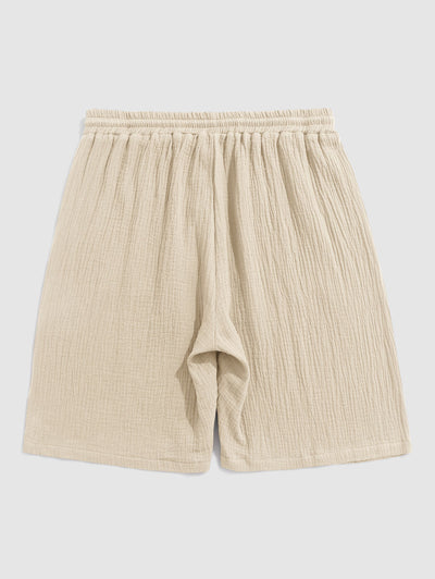 Solid Color Soft Textured Basic Drawstring Shorts Kosyway