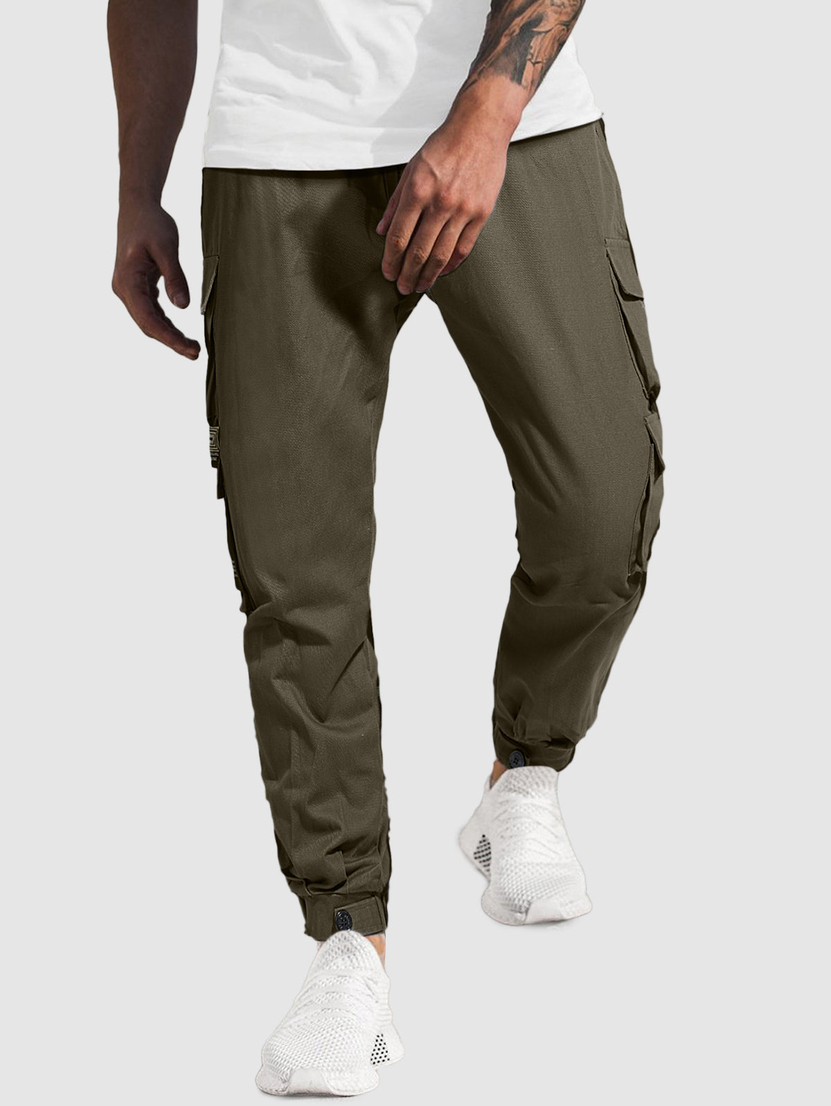 Men's Streetwear Daily Letter Patched Design Multi-pocket Drawstring Beam Feet Cargo Pants