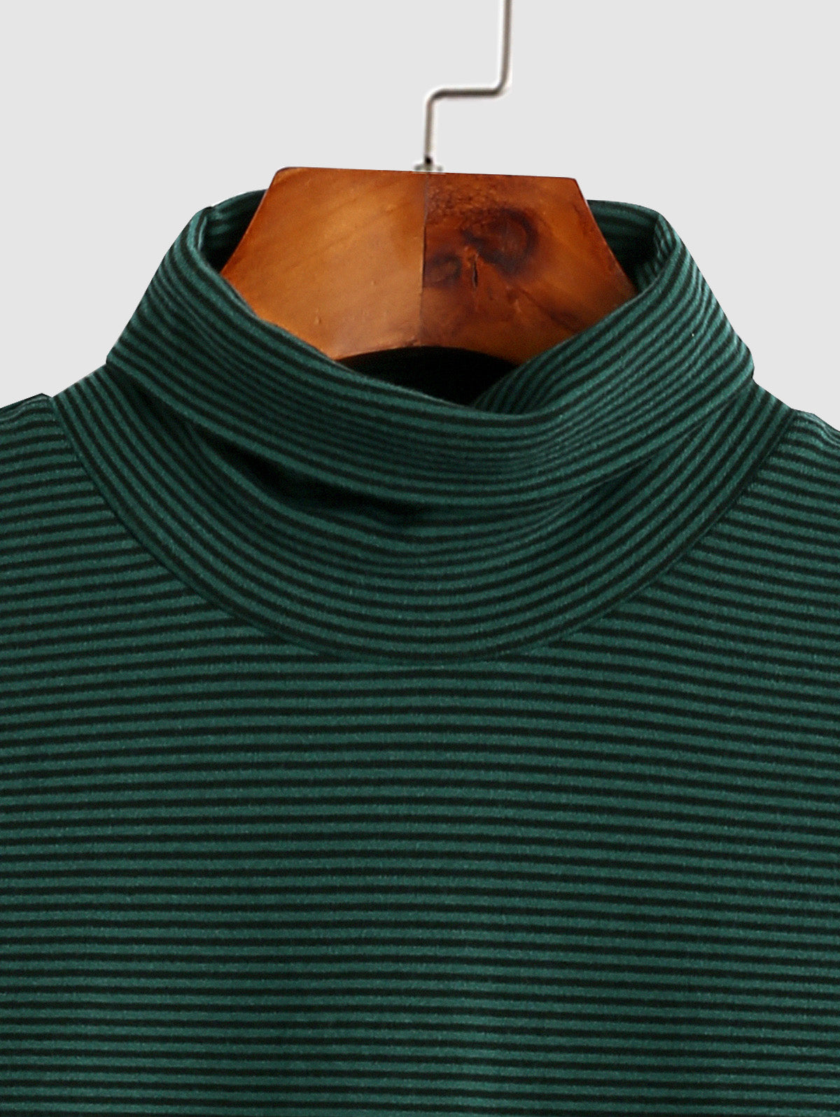 Men's Turtleneck Striped Fuzzy Long Sleeves Thermal T Shirt Kosyway