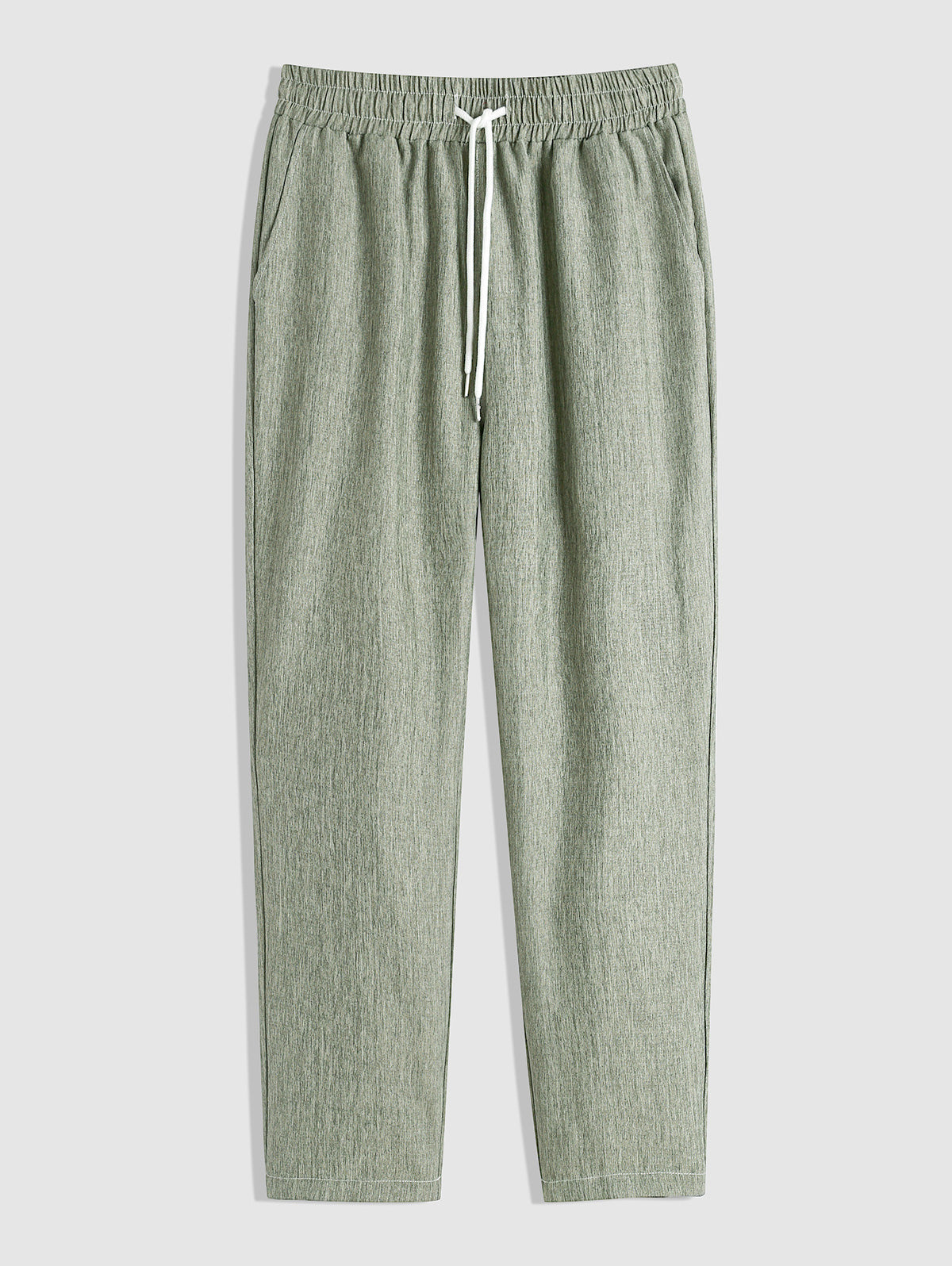 Men's Casual Plain Color Cotton and Linen Textured Drawstring Pants