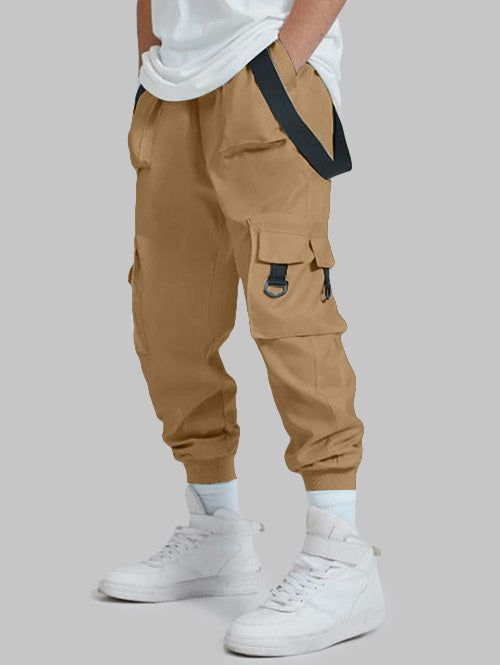 Strap Design Beam Feet Cargo Pants