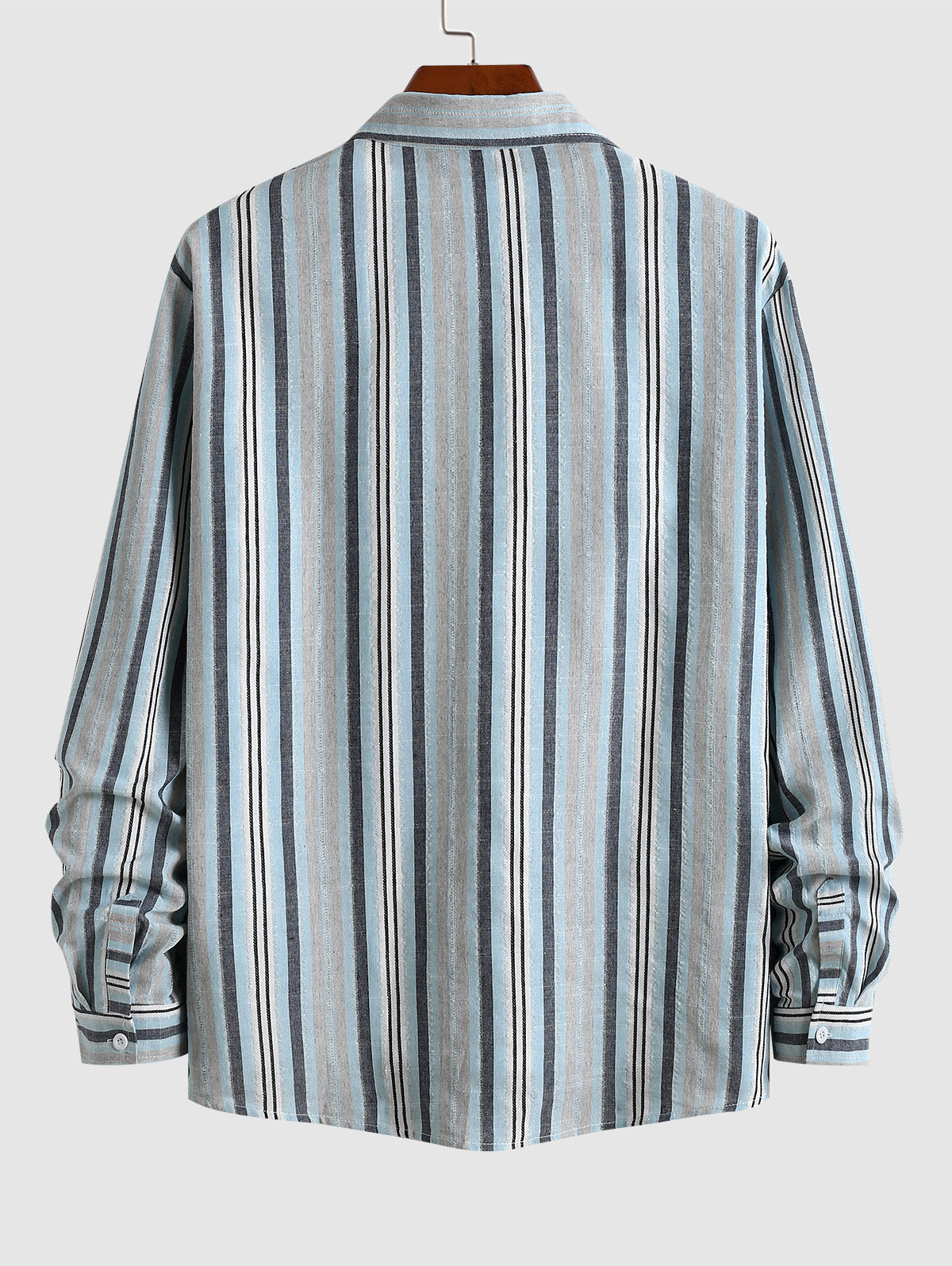 Men's Striped Pattern Long Sleeves Button Front Shirt Kosyway