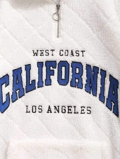 Men's CALIFORNIA LOS ANGELES Embroidered Sherpa Fleece Sweatshirt