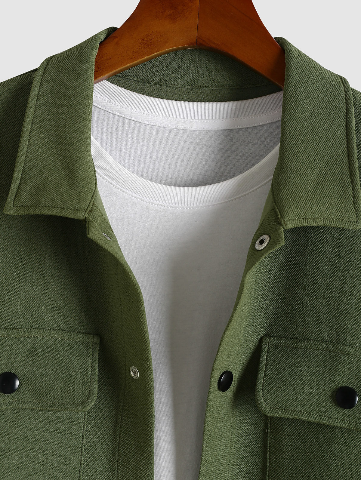 Men's Plain Color Twill Textured Front Pockets Design Turn-down Collar Jacket