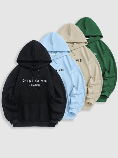 Letter C'EST LA VIE PARIS Embroidery Essentials Hoodie