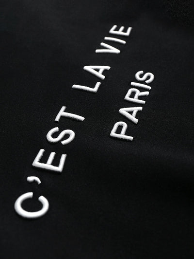 Letter C'EST LA VIE PARIS Embroidery Essentials Hoodie