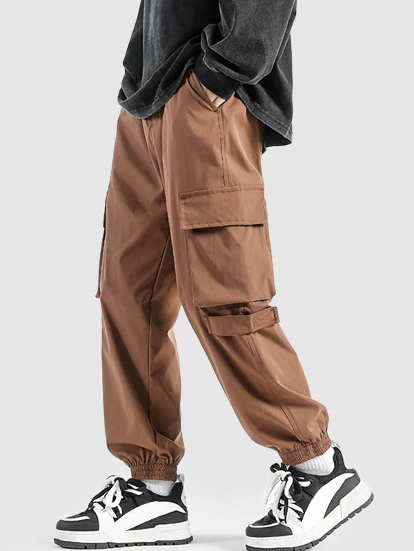 Men's Casual Streetwear Solid Color Drawstring Cargo Jogger Pants