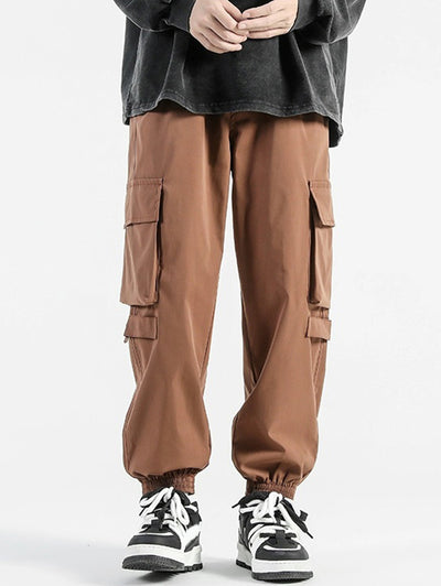 Men's Casual Streetwear Solid Color Drawstring Cargo Jogger Pants