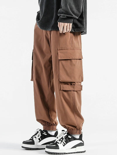 Men's Casual Streetwear Solid Color Drawstring Cargo Jogger Pants